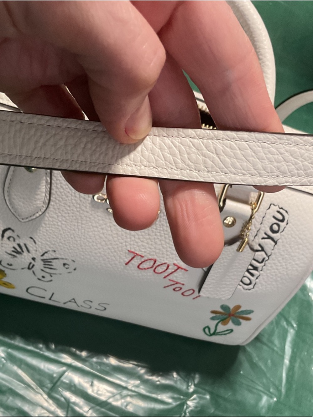 Coach Rowen Cream Leather Doodle Satchel with Floral and Butterfly Accents - Picture 8 of 13